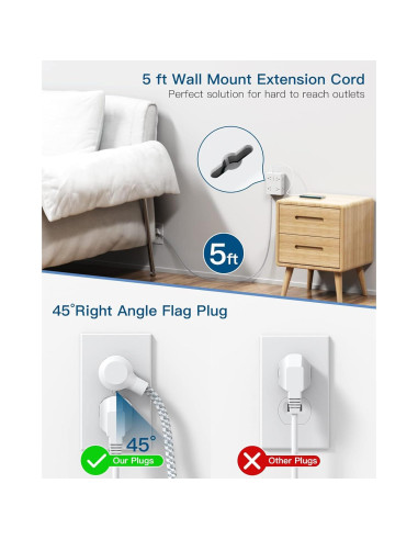 Regleta de Protección One Beat 8 Tomas 4 USB 1.83 m Montaje Pared