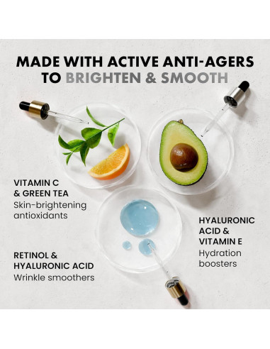 Set de Sueros Faciales Eclat Skincare - Vitamina C, Retinol y Ácido Hialurónico