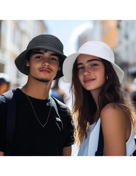 Sombrero de Cubo PFFY UV 50+ Unisex 2 Paquetes Blanco/Negro