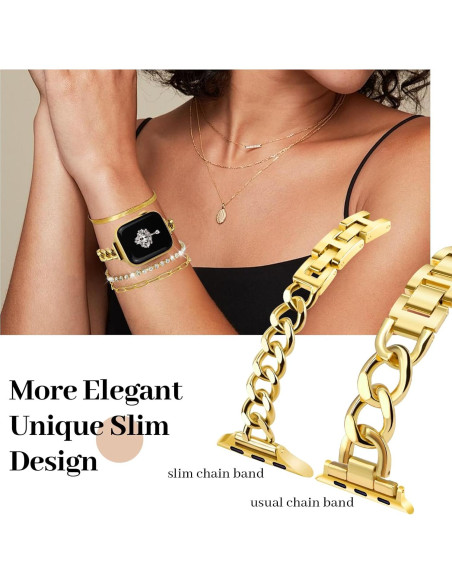 Conjunto Pulsera Dorada Slim Newlibery 14k para Apple Watch 38-42mm Conjunto Pulsera Dorada Slim Newlibery 14k para Apple Watch 38-42mm