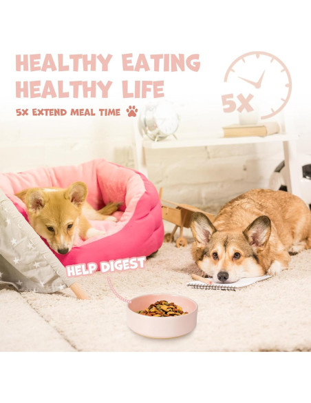 Cuenco de Alimentación Lenta YOBRO Rosa para Perros Medianos