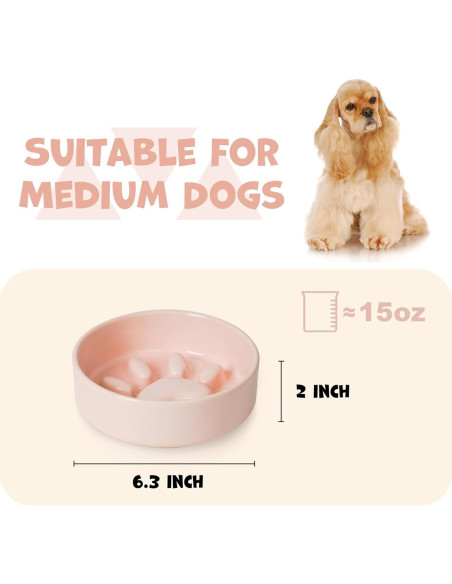 Cuenco de Alimentación Lenta YOBRO Rosa para Perros Medianos