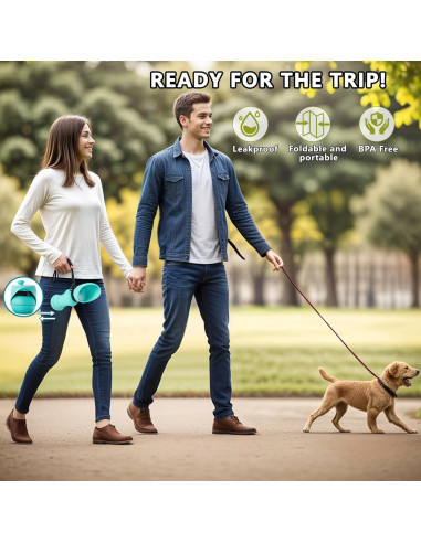 Botella de Agua Plegable para Perros Frenwa 570ml Rosa Claro