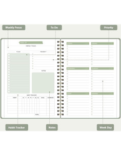 Planificador Semanal Sin Fecha VALOME A5 Verde 52 Semanas 2