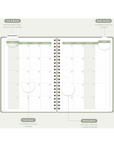 Planificador Semanal Sin Fecha VALOME A5 Verde 52 Semanas