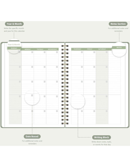 Planificador Semanal Sin Fecha VALOME A5 Verde 52 Semanas
