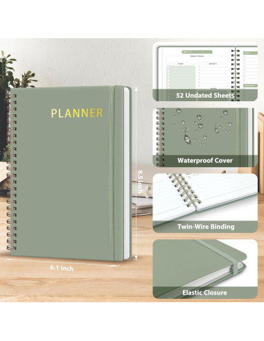 Planificador Semanal Sin Fecha VALOME A5 Verde 52 Semanas