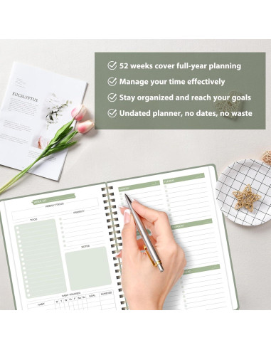 Planificador Semanal Sin Fecha VALOME A5 Verde 52 Semanas