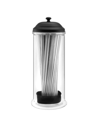 Dispensador de Pajitas de Acero Inoxidable GadgetWiz Negro