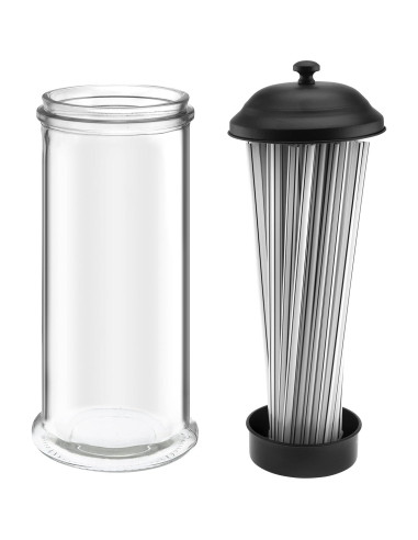 Dispensador de Pajitas de Acero Inoxidable GadgetWiz Negro