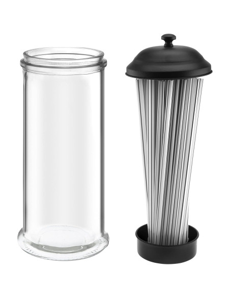 Dispensador de Pajitas de Acero Inoxidable GadgetWiz Negro