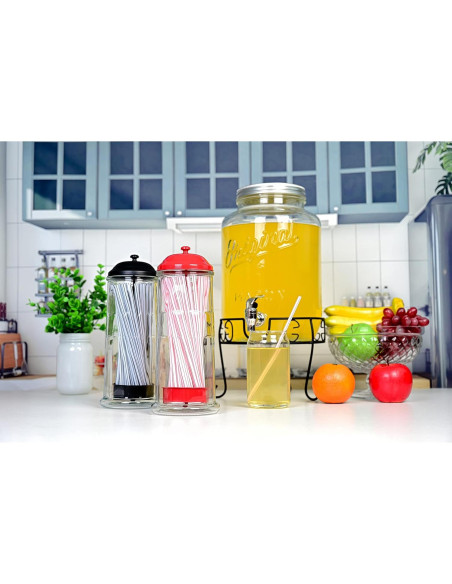 Dispensador de Pajitas de Acero Inoxidable GadgetWiz Negro