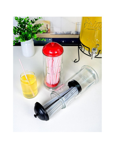 Dispensador de Pajitas de Acero Inoxidable GadgetWiz Negro