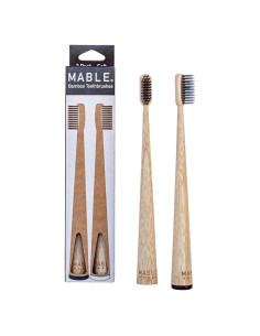 Paquete de 2 Cepillos de Dientes de Bambú MABLE - Cerdas Suaves