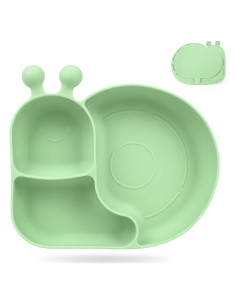 Plato de Silicona PHEENOWL Caracol Verde 3 Compartimentos