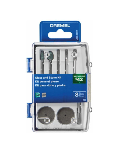 Kit de Accesorios Dremel 735-01 para Vidrio y Piedra - 8 Piezas