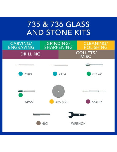 Kit de Accesorios Dremel 735-01 para Vidrio y Piedra - 8 Piezas