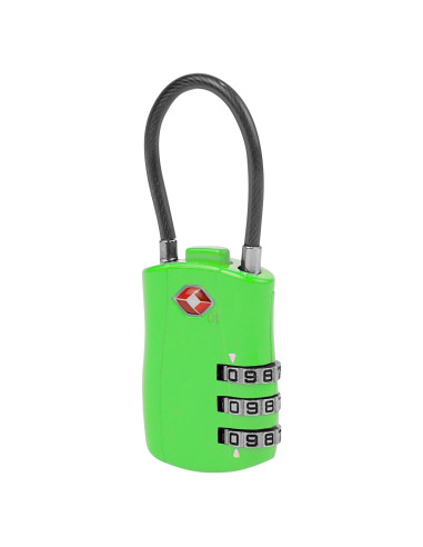 Candado de Cable TSA Travelon Verde Neón 3 Dígitos