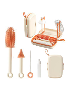 Set de Cepillos para Biberones 7 en 1 Skonhmin - Silicona, Portátil