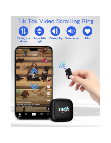 Anillo Control Remoto Bluetooth Zttopo para TikTok y Kindle