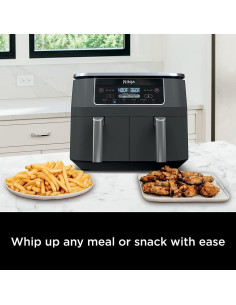 Freidora de Aire Ninja DZ201 8 Qt DualZone 2 Cestas Gris 2
