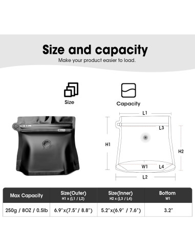 60 Bolsas de Café Ventiladas 8oz Renhe - Almacenamiento Alimentos