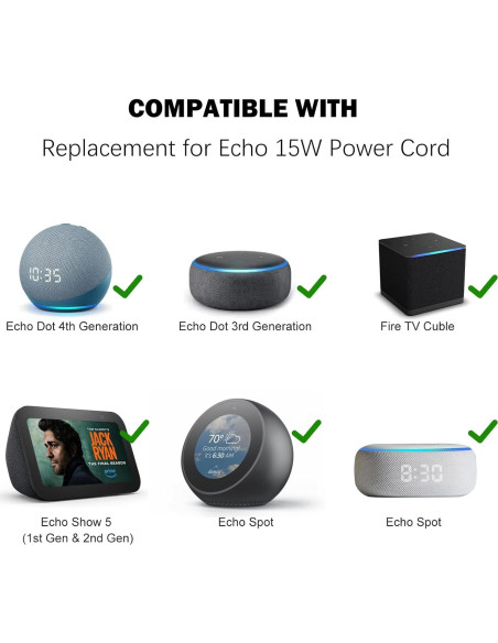 Adaptador de Corriente 15W para Amazon Echo Dot y Show