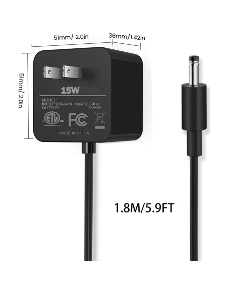 Adaptador de Corriente 15W para Amazon Echo Dot y Show