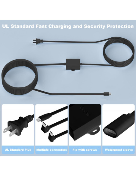 Adaptador de Poder Uogw 15m Impermeable para Wyze Cam