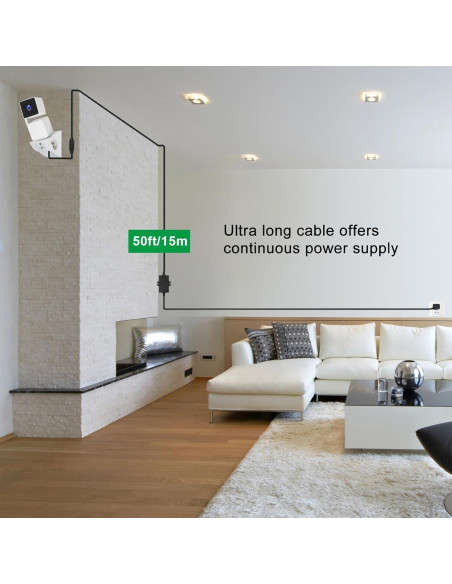 Adaptador de Poder Uogw 15m Impermeable para Wyze Cam