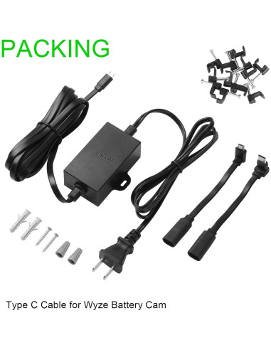 Adaptador de Poder Uogw 15m Impermeable para Wyze Cam