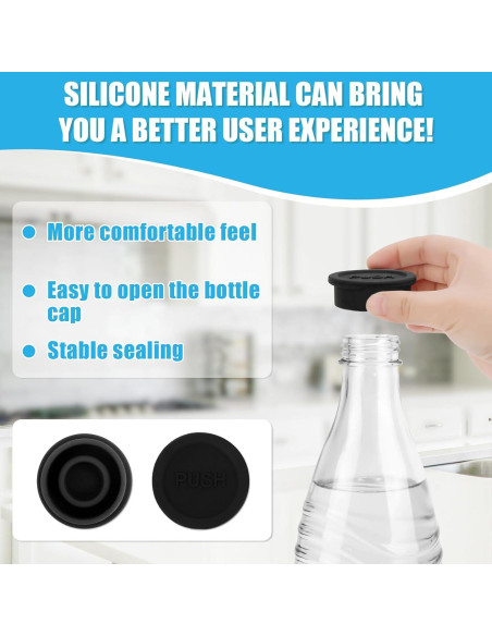 4 Tapas de Botellas de Silicona Reutilizables Gosknor - Negro