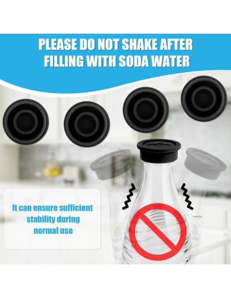 4 Tapas de Botellas de Silicona Reutilizables Gosknor - Negro