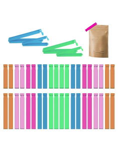 40 Clips de Sellado LIOUCBD para Alimentos - 2 Tamaños y 5 Colores