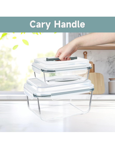Contenedores de Almacenamiento de Alimentos de Vidrio 2 Piezas 5.73L y 2.20L