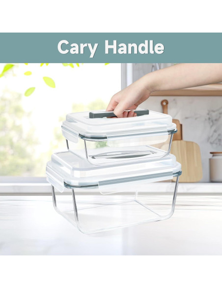 Contenedores de Almacenamiento de Alimentos de Vidrio 2 Piezas 5.73L y 2.20L