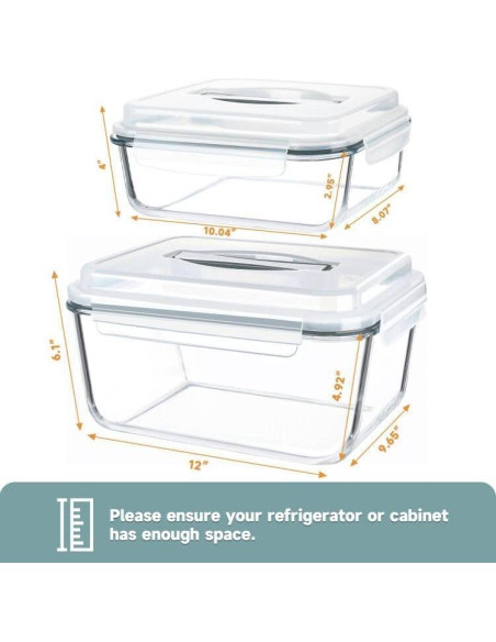 Contenedores de Almacenamiento de Alimentos de Vidrio 2 Piezas 5.73L y 2.20L