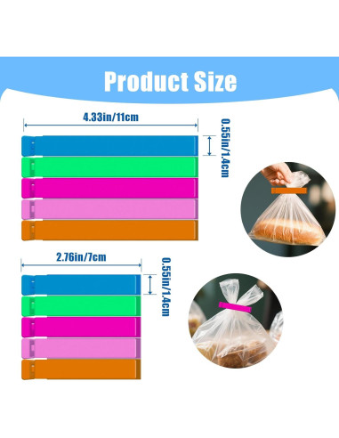 40 Clips de Sellado LIOUCBD para Alimentos - 2 Tamaños y 5 Colores