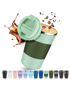 Taza de Viaje Aislada TWGRNF 12oz Verde Pálido a Prueba de Fugas