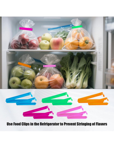 40 Clips de Sellado LIOUCBD para Alimentos - 2 Tamaños y 5 Colores