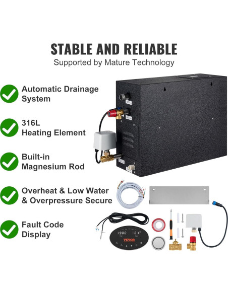 Generador de Vapor VEVOR 12kW con Control de Temperatura y Temporizador