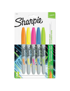 Marcadores Permanentes Sharpie Neón Punta Fina 5 Colores