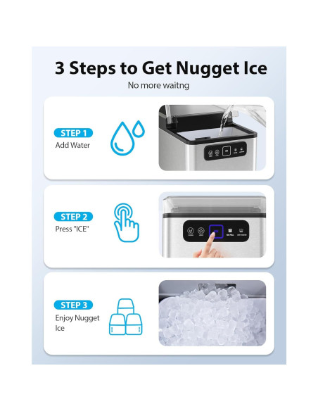 Máquina de Hielo Nugget Aeitto 18.14 kg/día, Auto-Limpieza