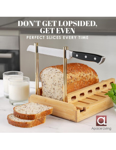 Cortador de Pan de Bambú Apace Living - Ajustable 4 Grosor 2