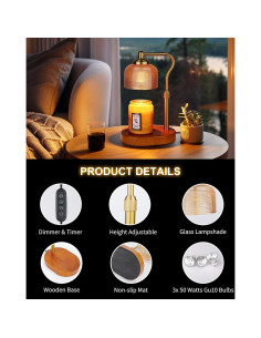 Lámpara Calentadora de Velas Kadrama con Temporizador y 3 Bombillas 2