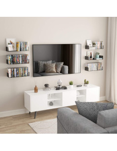 Estantes Flotantes en U Wallniture Bali Negro - Juego de 6 2