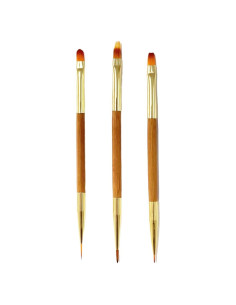 3 Pinceles para Arte de Uñas Fulinjoy Doble Punta 150mm