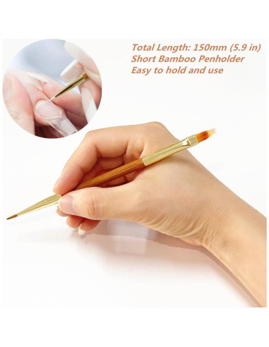 3 Pinceles para Arte de Uñas Fulinjoy Doble Punta 150mm