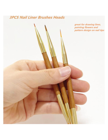 3 Pinceles para Arte de Uñas Fulinjoy Doble Punta 150mm