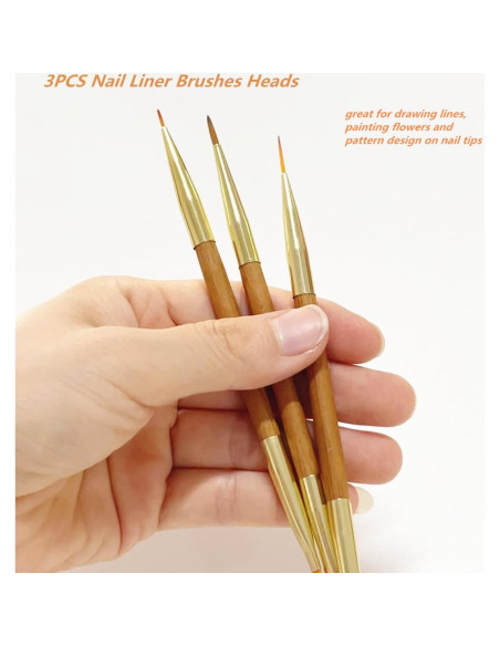 3 Pinceles para Arte de Uñas Fulinjoy Doble Punta 150mm